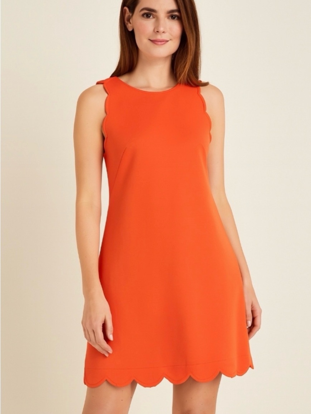 Vince Camuto Women’s Scallop Trim Orange Shift Dress